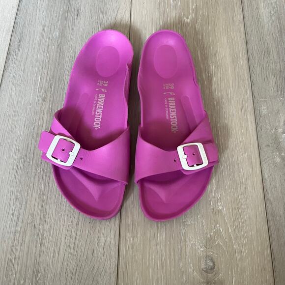 Birkenstock 'Madrid' EVA Women's 8 Buckle Slide Comfort Sandal Hot Pink Purple - Picture 3 of 9